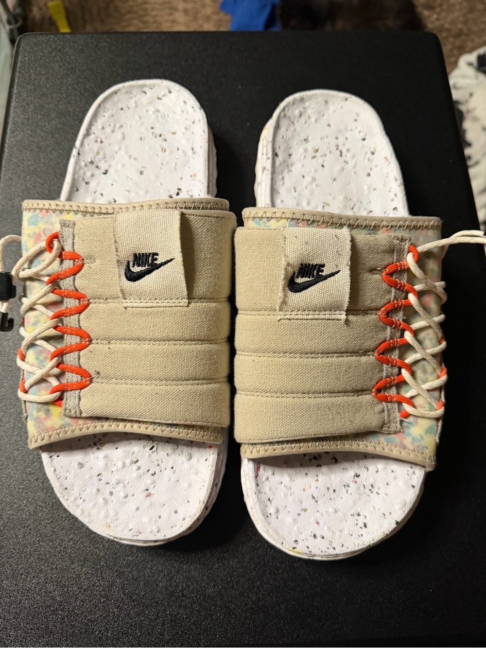 Men’s Nike Asuna Crater Slides in the color cream